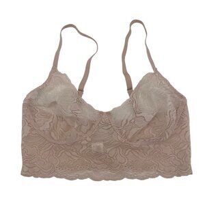 Hanro Size Small Lace Bralette Bra in Soft Pink Sheer US 6/8
